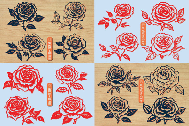 Valentine Rose Laser-cut SVG Bundle SVG MD JOYNAL ABDIN 