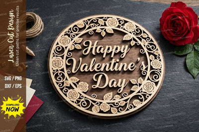 Valentine Round Frame laser Cut svg Cutting file ,valentine svg, happy valentine frame svg SVG Regulrcrative 
