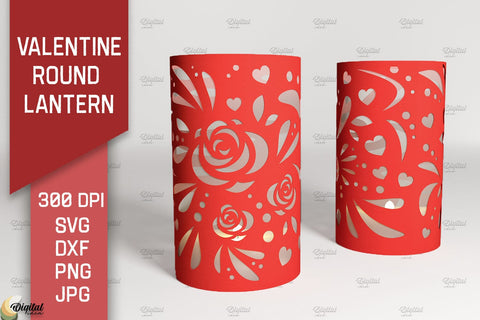 Valentine Round Lantern Paper Cut Bundle. Valentine Home Decor SVG 3D Paper Evgenyia Guschina 