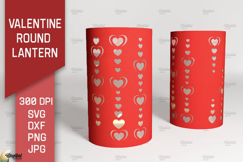 Valentine Round Lantern Paper Cut Bundle. Valentine Home Decor SVG 3D Paper Evgenyia Guschina 