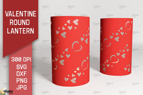 Valentine Round Lantern Paper Cut Bundle. Valentine Home Decor SVG 3D Paper Evgenyia Guschina 
