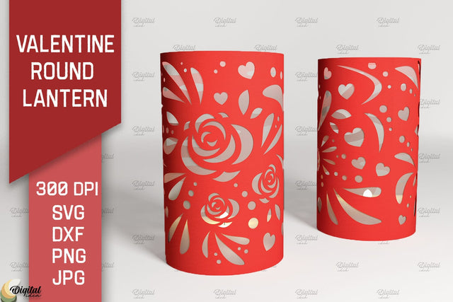 Valentine Round Lantern Paper Cut. Flowers SVG 3D Paper Evgenyia Guschina 