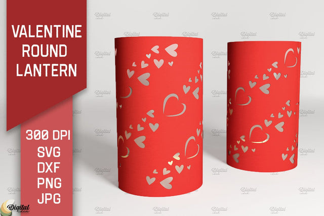 Valentine Round Lantern Paper Cut. Hearts SVG 3D Paper Evgenyia Guschina 