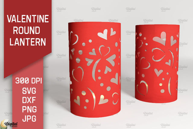 Valentine Round Lantern Paper Cut. Hearts SVG 3D Paper Evgenyia Guschina 
