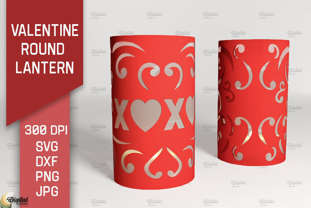 Valentine Round Lantern Paper Cut. XoXo SVG 3D Paper Evgenyia Guschina 