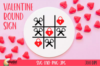Valentine Round Sign. Design Tic Tac Toe SVG SVG Evgenyia Guschina 