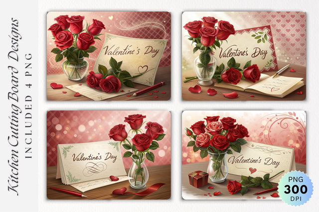 Valentine s Day Still Life Red Roses and Handwritten Note Cutting Board Sublimation Regulrcrative 