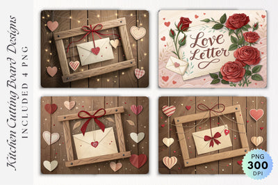 Valentine s Wooden Setup with Envelope Hearts and Cutting Board Sublimation Regulrcrative 