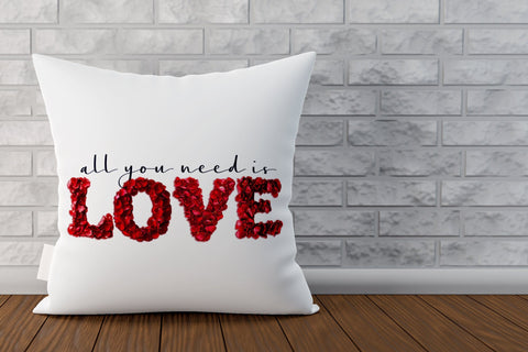 Valentine sayings All you need is love, rose petals font PNG Sublimation Angelina Semenova 