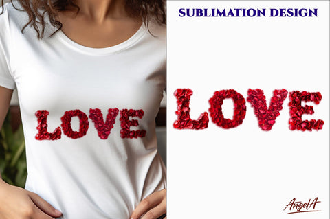 Valentine sayings Love word, rose petals PNG, valentine font Sublimation Angelina Semenova 