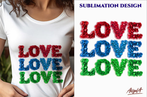 Valentine sayings Love word, valentine font, rose petals PNG Sublimation Angelina Semenova 
