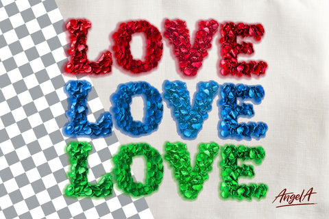 Valentine sayings Love word, valentine font, rose petals PNG Sublimation Angelina Semenova 