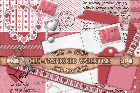 Valentine Scrapbook & Junk Journal Kit Sublimation AlexandHer Digital Art 