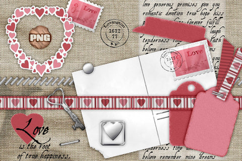 Valentine Scrapbook & Junk Journal Kit Sublimation AlexandHer Digital Art 