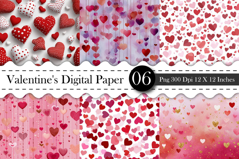 Valentine Seamless Digital Papers- Valentine PNG Digital Pattern designmaster24 
