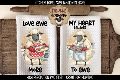 Valentine Sheep Sublimation Kitchen Towel Designs Sublimation Ewe-N-Me Designs 