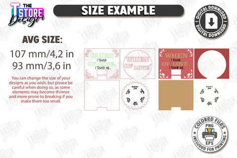 Valentine Spinner Cards Laser Cut Bundle | Valentine’s Day Greeting Cards | Happy Valentine’s Day | Cute Design | Love Day | Glowforge File | Holidays Gift | Valentine’s Gift Idea | CNC Files SVG The T Store Design 