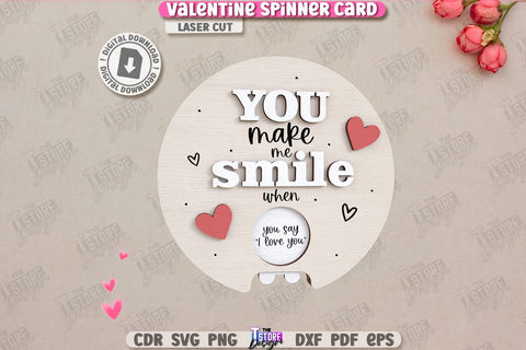 Valentine Spinner Cards Laser Cut Bundle | Valentine’s Day Greeting Cards | Happy Valentine’s Day | Cute Design | Love Day | Glowforge File | Holidays Gift | Valentine’s Gift Idea | CNC Files SVG The T Store Design 