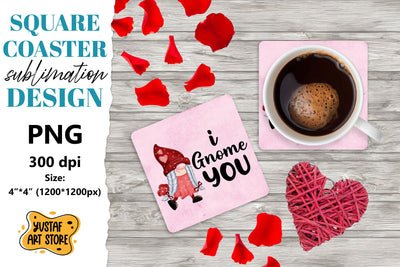 Valentine square coaster design. Gnome sublimation coaster Sublimation Yustaf Art Store 