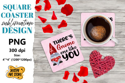 Valentine square coaster design. Gnome sublimation coaster Sublimation Yustaf Art Store 