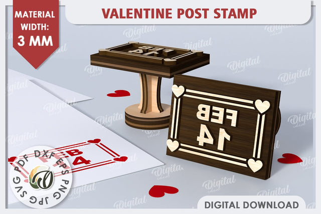 Valentine Stamp Laser Cut Design. 3D Valentine Post Stamp SVG SVG Evgenyia Guschina 