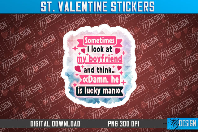 Valentine Sticker Sublimation PNG Design | Valentine Day PNG | Love Design Sublimation Fly Design 