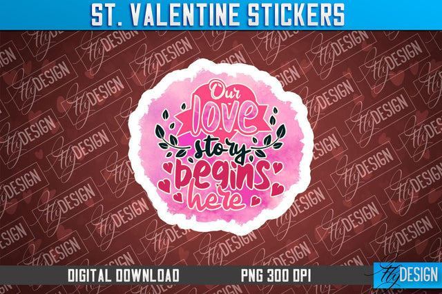 Valentine Sticker Sublimation PNG Design | Valentine Day PNG | Love Design Sublimation Fly Design 