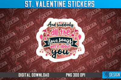 Valentine Stickers Sublimation | Valentine Day PNG | Love Design Sublimation Fly Design 