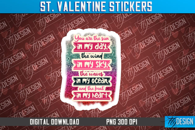 Valentine Stickers Sublimation | Valentine Day PNG | Love Design Sublimation Fly Design 