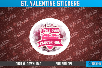 Valentine Stickers Sublimation | Valentine Day PNG | Love Design Sublimation Fly Design 