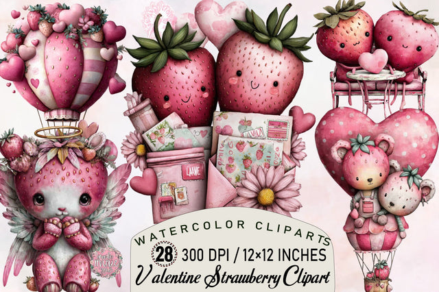 Valentine Strawberry Clipart Sublimation SVGArt 