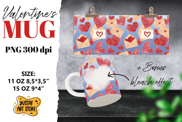 Valentine sublimation mug. Heart design and bleach effect Sublimation Yustaf Art Store 