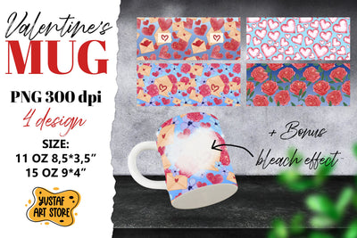 Valentine sublimation mug.4 design and bonus bleach effect Sublimation Yustaf Art Store 