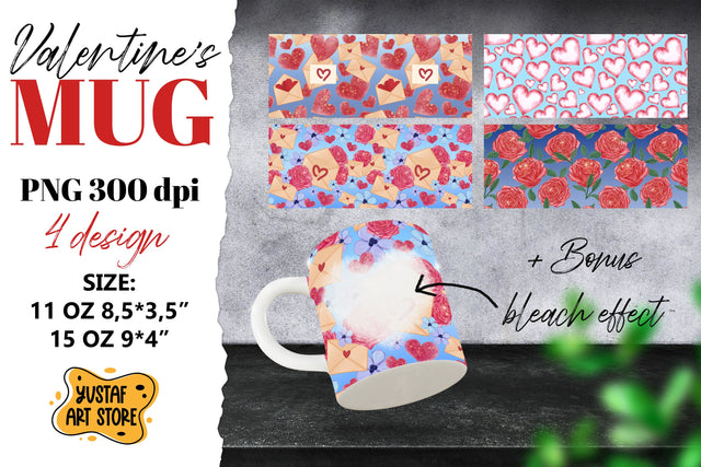 Valentine sublimation mug.4 design and bonus bleach effect Sublimation Yustaf Art Store 