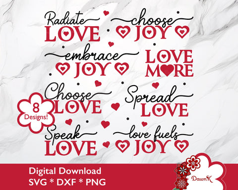 Valentine SVG Bundle | Love More Worry Less SVG DawnKDesigns 