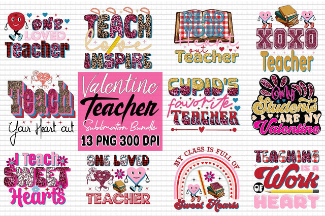 Valentine Teacher Sublimation Design Bundle Sublimation SVGArt 