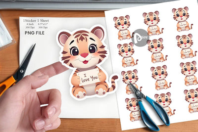 Valentine Tiger Cartoon Sticker Sublimation artnoy 