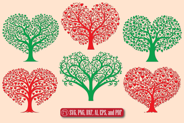 Valentine Tree in Heart Shape SVG Bundle SVG MD JOYNAL ABDIN 