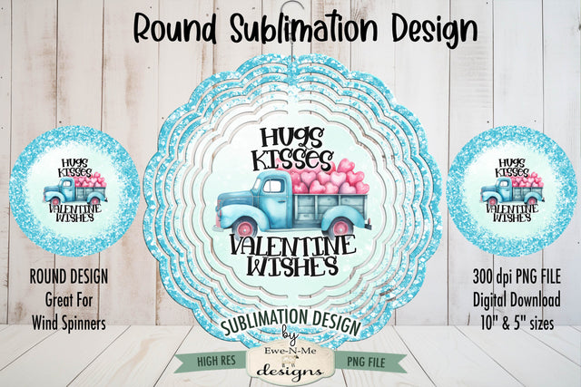 Valentine Truck Wind Spinner Sublimation Design | Round Design Sublimation Ewe-N-Me Designs 