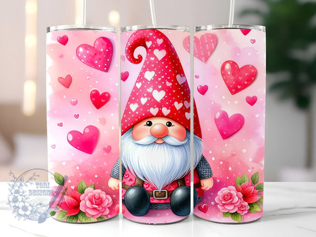 Valentine Tumbler, 20 oz Skinny Tumbler Love, Gnome Tumbler Sublimation Valentine Day for StraightTapered Tumbler PNG Instant Download Sublimation ToriDesigns 