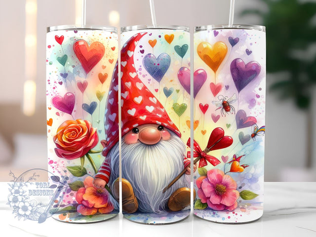 Valentine Tumbler, 20 oz Skinny Tumbler Love, Gnome Tumbler Sublimation Valentine Day for StraightTapered Tumbler PNG Instant Download Sublimation ToriDesigns 