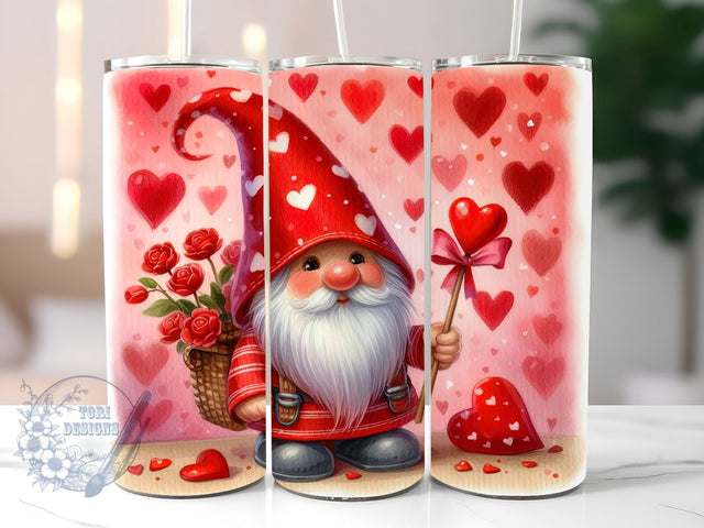 Valentine Tumbler, 20 oz Skinny Tumbler Love, Gnome Tumbler Sublimation Valentine Day for StraightTapered Tumbler PNG Instant Download Sublimation ToriDesigns 