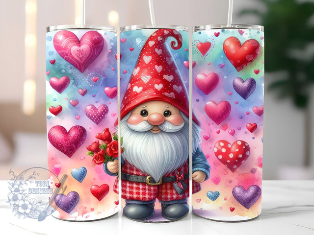 Valentine Tumbler, 20 oz Skinny Tumbler Love, Gnome Tumbler Sublimation Valentine Day for StraightTapered Tumbler PNG Instant Download Sublimation ToriDesigns 