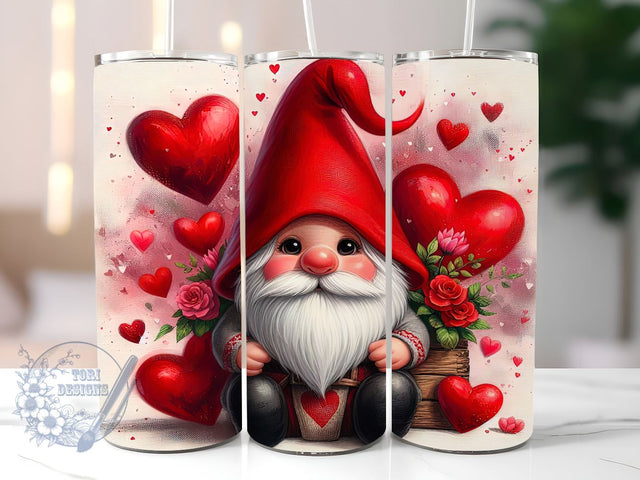 Valentine Tumbler, 20 oz Skinny Tumbler Love, Gnome Tumbler Sublimation Valentine Day for StraightTapered Tumbler PNG Instant Download Sublimation ToriDesigns 
