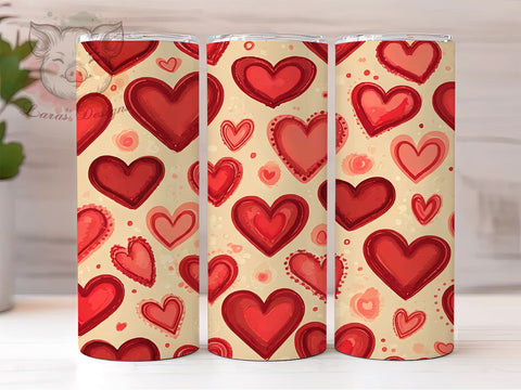 Valentine Tumbler, Hearts Background, Purple Pattern, 20oz Tumbler Wrap, PNG Sublimation, Love Gifts, Seamless Design Sublimation Lara' s Designs 
