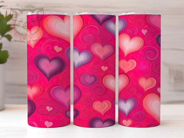 Valentine Tumbler, Hearts Background, Purple Pattern, 20oz Tumbler Wrap, PNG Sublimation, Love Gifts, Seamless Design Sublimation Lara' s Designs 
