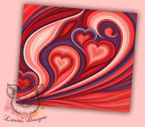 Valentine Tumbler, Hearts Background, Purple Pattern, 20oz Tumbler Wrap, PNG Sublimation, Love Gifts, Seamless Design Sublimation Lara' s Designs 