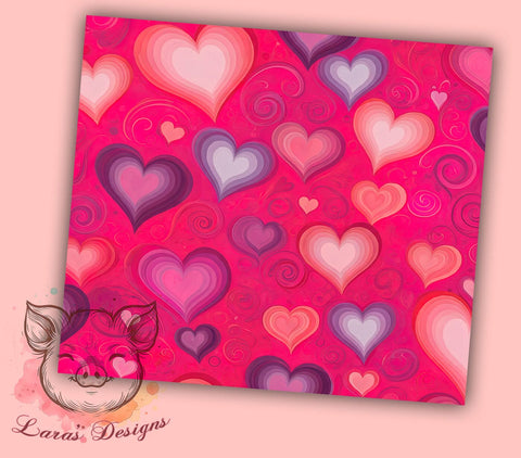 Valentine Tumbler, Hearts Background, Purple Pattern, 20oz Tumbler Wrap, PNG Sublimation, Love Gifts, Seamless Design Sublimation Lara' s Designs 