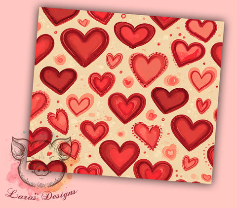 Valentine Tumbler, Hearts Background, Purple Pattern, 20oz Tumbler Wrap, PNG Sublimation, Love Gifts, Seamless Design Sublimation Lara' s Designs 