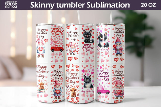 Valentine Tumbler Wrap | Happy Valentines Day Tumbler Sublimation WatercolorColorDream 